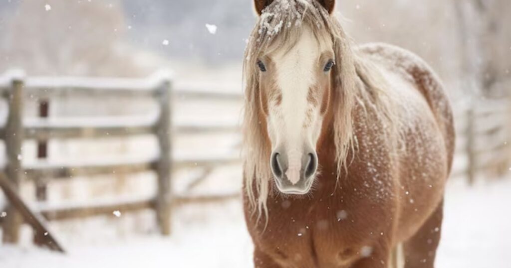 snowy storm horse